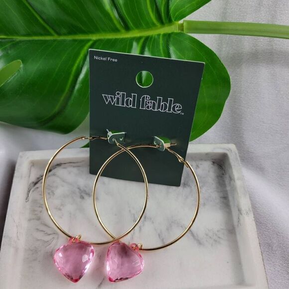 Wild Fable Hoops with Heart Gem - Picture 2 of 2